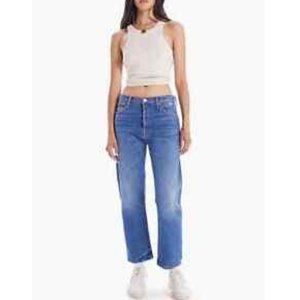 $278 Mother Superior The Ditcher Crop Chew Jean In Broken Record Size 24